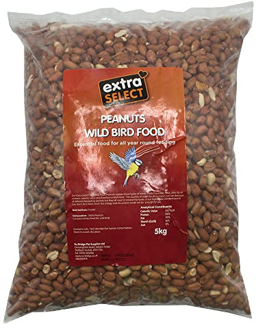 Extra Select Whole Peanuts for Wild Birds, Aflatoxin Tested, Wild Bird Food Peanuts & Squirrel Food - 5kg Bag