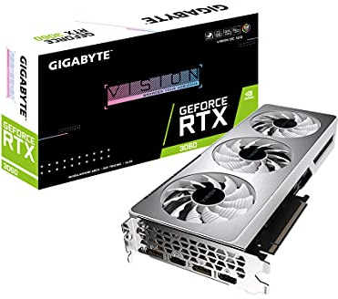 GIGABYTE GeForce RTX 3060 Vision OC 12G (REV2.0) Graphics Card, 3X WINDFORCE Fans, 12GB 192-bit GDDR6, GV-N3060VISION OC-12GD REV2.0 Video Card (Renewed)