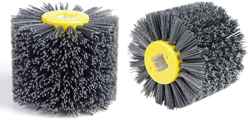 EXLECO 2Pc Spazzola Nylon #80 Grana Rettifica Abrasivi per Lucidatura e Legno, Rullo Wire per Satinatrice, Diametro 19mm Nero