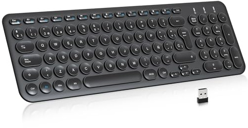 cimetech Teclado inalámbrico, Teclado de Oficina Mejorado Teclados USB ergonómicos con Teclado numérico, diseño Compacto y silencioso de Viaje para PC, portátil, Windows 10/8/7/XP - Negro