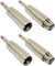 Young Wolf Set di 4 adattatori audio da XLR a 3 pin a microfono da 6,35 mm a jack mono maschio da 6,35 mm