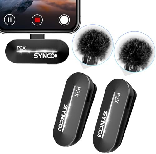 SYNCO 2 Mikrofone Handy, Lavalier Mikrofon Wireless USB-C für iPhone 15/16 Pro Max/Samsung/Google Pixel, P2XT Ansteckmikrofon Kabellos für Tiktok, YouTube, Streaming, Vlog