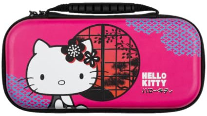 Konix Mythics Protective Case and Carry Bag for Nintendo Switch Console - Storage for 8 Games - Kitty Design, Pink, Hello Kitty