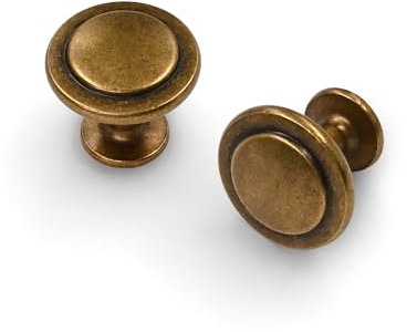 Amerdeco 12 Pièces Boutons de Tiroir, Rétro Bronze, Alliage de Zinc et Laiton, Poignées de Porte de Cuisine pour Décor Armoire, Placard, Tiroir, Porte, Garde-robe