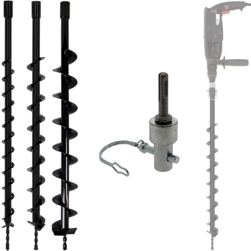 Lote de brocas de barrena Ø 40, 60 y 80 mm con adaptador para taladro y perforador SDS-plus