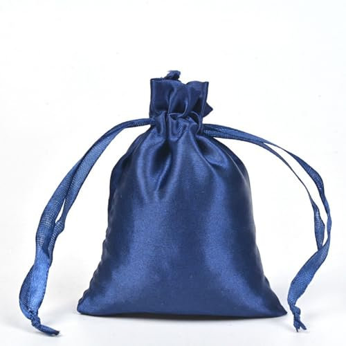 6 Stück Satinbeutel Schmuckbeutel,Klein Stoff Säckchen Zum Befüllen,Satin Säckchen Geschenkbeutel Stoffbeutel Satintasche für Schmuck Hochzeit Weihnachten Geburtstag Party Geschenk,15x35cm Navy blau
