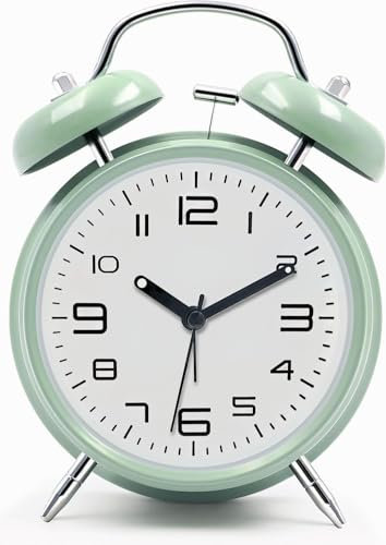 Azyh Lauter Wecker für Schwerschläfer mit Ohne Ticken, Doppelglockewecker, Batteriebetrieben, Metallwecker mit Nachtlicht für Schlafzimmer, Retro Analog Wecker für Mädchen Kinder Erwachsene Senioren