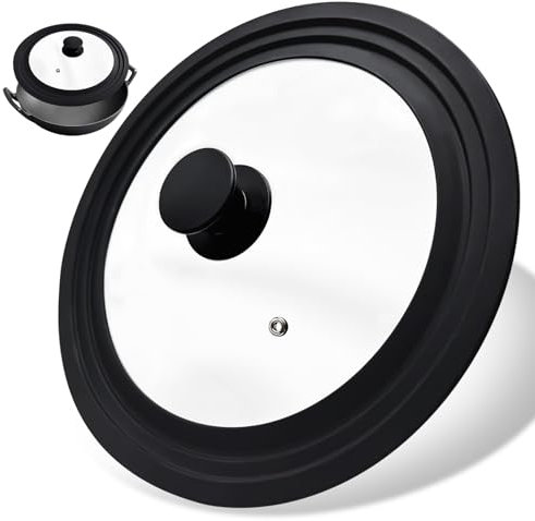 Xpieoyrm Coperchio Universale, 24/26/28 cm Coperchio Pentola in Vetro Temperato, Coperchio per pentole con bordo in silicone resistente al calore, Coperchi Universali Coperchio In Vetro Paraspruzzi