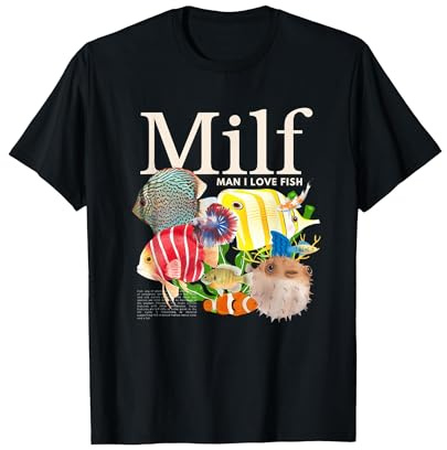 Milf Man I Love Pisces Funny Fisherman Humour Nature T-Shirt, Men, Black, X-Large