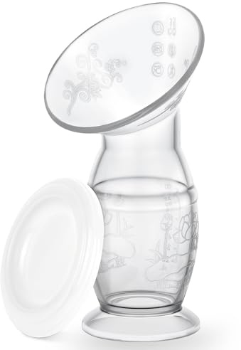 Vicloon Handmilchpumpe, 100 ML Transparent Manuelle Brustpumpe, BPA-frei, Angenehmes & Extrem Weiches Silikon Rettet Jeden Tropfen Muttermilch - Alternative zu Milchauffangschalen - Weiß