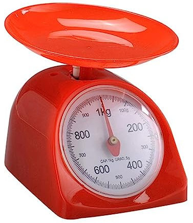 Báscula de cocina redonda Retro Simple y creativa 5KG, utensilios, báscula alimentos precisión Medición Precisa(Red)
