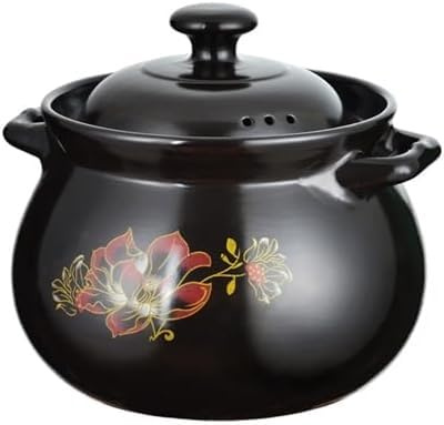 Olla for estofado de cerámica - Tazón de sopa de cazuela redonda con tapa Arcilla for cocinar for sopas y guisos Loza duradera for rústico(10.5L)