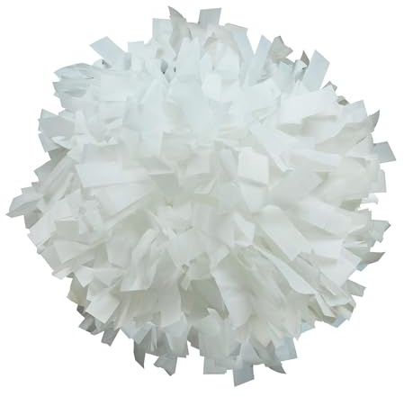 Danzcue 2 Pack 6 Inches Plastic Cheerleading Pom Pom with Baton Handle, White