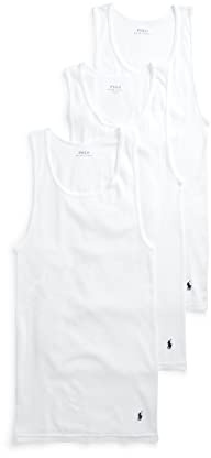 POLO RALPH LAUREN Classic Fit w/Wicking 3-Pack Tank Undershirts 3 White/Cruise Navy Pp XL