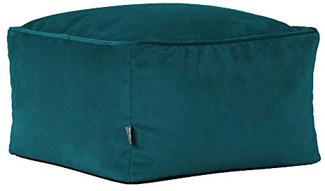 Icon Amara Puff Reposapies, Suaves y Cómodos Tela de Terciopelo, Escabel con Relleno, Puff Salon, Taburete, Reposapies Salon, Mueble Dormitorio, Verde Azulado