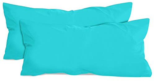 npluseins 2er Pack Baumwoll Kissenbezug - Jersey - viele Farben 1331.1812, ca. 40 x 80 cm, türkis