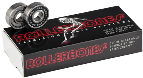 Bones RollerBones Bearings, 8mm, 16 pack for Roller Skates and In-Line Skates