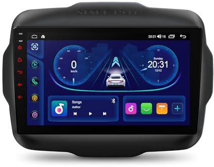 XTRONS Android 14 Car Stereo for Jeep Renegade, Octa Core 4+64GB Car Radio, 9 Inch Touch Screen GPS Navigation Bluetooth Head Unit Built-in DSP CarPlay Support 4G LTE OBD2 DVR TPMS Backup Camera