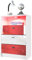 Vladon Kommode Pino V2 Fußball Bundesliga Fanartikel z. B. München, Made in Germany, Kinderzimmer Anrichte in Weiß matt mit 3 Schubladen in Rot, Weiß & Rot Hochglanz inkl. LED (56 x 86,5 x 36 cm)