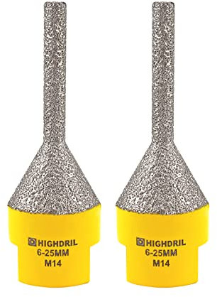 Diamant-Fasenfräser – 2 Stück HIGHDRIL Diamant-Senker-Finger-Bit für 6-25 mm (1/4-1) Lochvergrößerung Formschneiden in Porzellan Keramikfliesen Granit Marmor Quarz