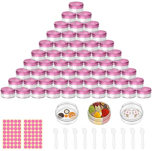 70 Stück Döschen Mit Deckel, 5ml Leerdose Klarer Tiegel, Cremedose Leer Transparent Tiegel Mit Schraubverschluss Reise Töpfchen Döschen Set Für Lotion, Creme, Mini-Kerzen, Kosmetik (70 rosa)