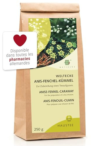 Weltecke Fenchel-Anis-Kümmel-Tee lose 250 g | Arzneibuch-Qualität hergestellt & kontrolliert in Deutschland | Angenehm-aromatischer Geschmack | Frisch abgefüllter, loser Kräuter-Tee