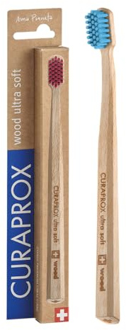 Curaprox CS Wood Toothbrush – for Eco-Friendly Oral Care | Ultra-Soft Plaque Removal | Red Beechwood Handle | Single Pack | Made in Switzerland
