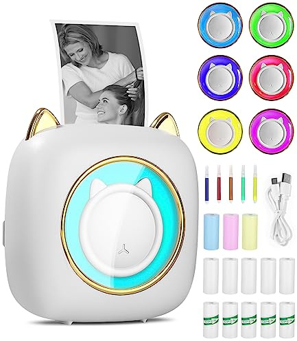 heuchaey Mini Drucker,Mini Fotodrucker für Smartphone,Kabelloser Bluetooth Drucker,Tragbarer drucker mit iOS und Android,Thermo Fotodrucker für Notizen,Memo,Journal,Reisen Logo