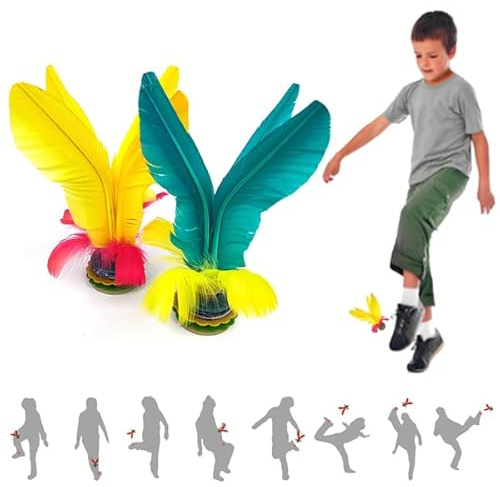 Jastown Kick Shuttlecock,Jianzi Chino,pie Shuttlecock,Fútbol de Plumas montado,Colorido Pluma Kicking Shuttlecock para Foot Exercise Sports Game，Kick Bola de Pluma Libre o en Interiores,2 pc (by)