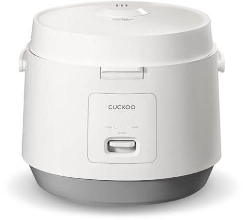 CUCKOO CR-1095 - Arrocera básica y calentador de 10 tazas (sin cocinar) / 20 tazas (cocidas) con olla interior antiadherente, prensa de interruptor (blanco)