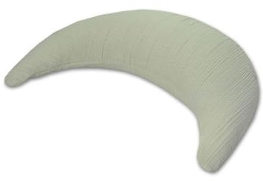 Theraline Musselinmond inkl. Bezug aus 100% Baumwolle, Stillkissen, Bauchstützkissen, Kuschelkissen, Reisekissen (Salbei)