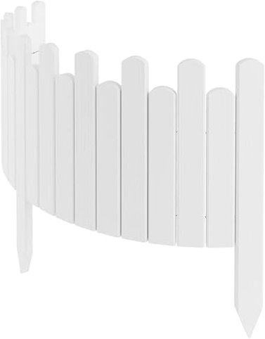 Floranica Bordure Jardin 30 cm, Blanc, 100cm, clôture Bois Flexible, palissade, Rouleau Bordure, Bord pelouse, clôture enfichable