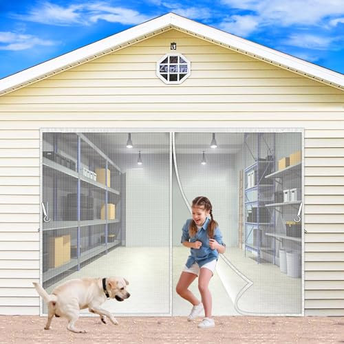 Cortina Mosquitera para Puertas, 290x245cm Cortina antiinsectos Fácil de ensamblar, Cierre Automático de Arriba a Abajo, Manos libres JPP1k Blanco