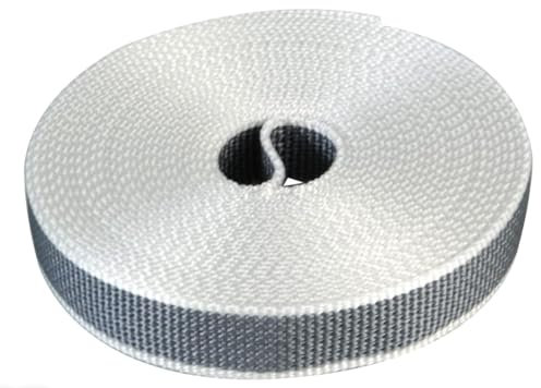 IdeaGenesis - Cinta para Recogedor de Persianas Enrrollables | Cuerda de Repuesto para Carrete de Toque Suave y Rígido | Resiste Rayos UV y Abrasión (Gris/Blanco, Cinta 22mm)