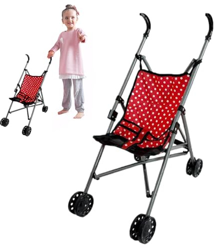 HoveeLuty Poussette Pliable pour poupée avec Ceinture de sécurité en T et poignée de poussée, Poussette Amovible et Lavable pour Filles, Jeu rôle, Style3