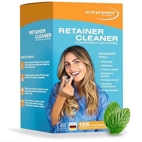 Oral Prevent Retainer Cleaner (128 pcs) - Nettoyant Pastille Appareil Dentaire - Nettoyant Gouttiere Dentaire - Pastille Dentier - Nettoyage Efficace - Fraîcheur Menthe
