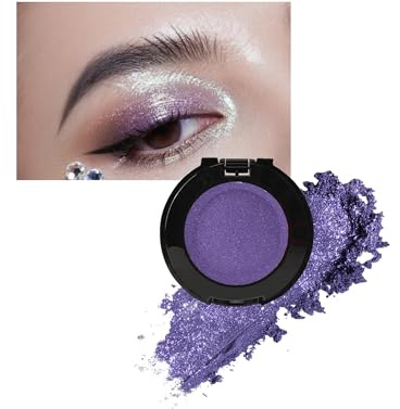 Ombretto singolo viola glitterato, metallico, con applicatore, ombretto color crema, a lunga durata, impermeabile, altamente pigmentato, per feste Stage-10