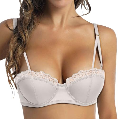 Dirndl BH Push Up Damen Große Größen Halbschale Unterwäsche klassische Bra Trachtenmieder Oktoberfest Damen-BHS Leicht Lingerie Rückenfrei Sexy Balconette, A2 blanco., 85