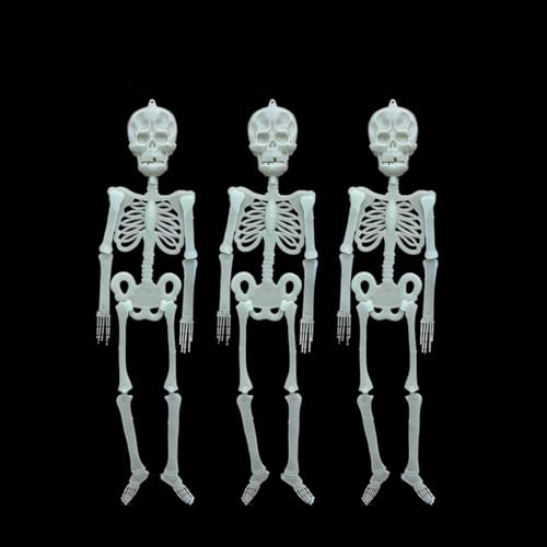 OIXYEY Scheletro Halloween Luminoso, 3 Pezzi Decorazioni Fluorescenti per Giardino, Casa e Feste, Teschio Spaventoso con Effetto Glow-in-the-Dark, Ideale per Notte delle Streghe e Party Horror.