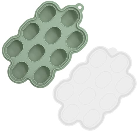 Bandeja verde para congelar alimentos para bebés, molde de silicona para cubitos de hielo, contenedor de congelación de gachas, contenedor de almacenamiento de alimentos para comidas caseras de bebés