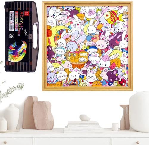 Jouets Puzzle,Cadre Photo Lapin DIY,Jeux de Puzzle pour Coloriage Peint à la Main | pour De 6 À 12 Ans Famille Garçons Filles Maternelle Noël Anniversaire Fêtes Vacances
