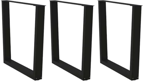 Frdhee Lot de 3 pieds pour table, table à manger, en forme de V, noirs, 80 x (72-73,3) cm, en acier, pour table basse, support de chevet, armoires