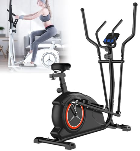 Cross Trainer ellittico, macchina magnetica di resistenza con 8 livelli, volano da 6 kg, manico regolabile e sedile per cardio fitness domestico