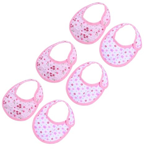 FIXOSHEE Lot de 6 Set de Bavoirs pour Poupée 18 Pouces Accessoires d'alimentation Colorés en Tissu Réutilisables Adaptés aux Poupées Bébé pour Jeux d'Habillage