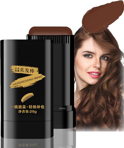 Hair Colour Stick for Grey Coverage & Root Touch Up - Plant-Based Temporary Hair Dye Comb with Waterproof Formula for Natural Finish on Men & Women, Wash Out, Semi Permanent, Instant