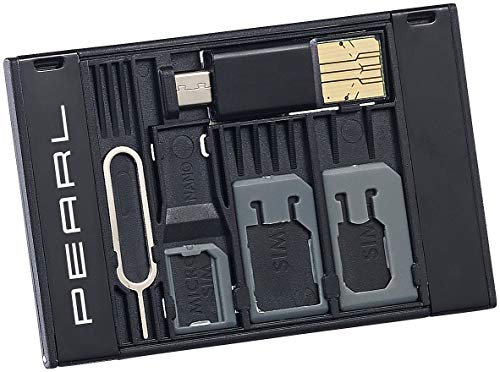 PEARL Simkarten Adapter: SIM-Karten-Organizer mit microSD-Card-Reader für USB OTG (Micro SD SIM Card Adapter, SIM Karten Etui, Tablet Halterung)