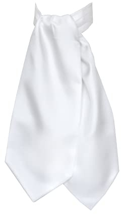 Remo Sartori - Foulard Uomo Ascot Doppia Pala In Pura Seta Tinta Unita, Made In Italy (Bianco)