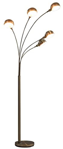 vidaXL Lampadaire sur Pied à Arc - Éclairage pour Salon, Chambre à Coucher, Maison Intérieur - 200 cm, 5 x E14, Argenté