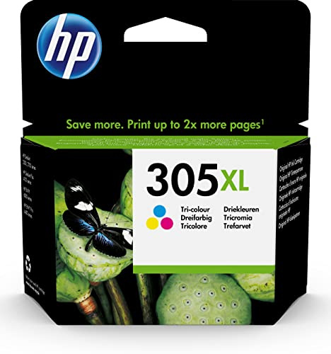 HP 305XL Tricolor, Cartucho de Tinta Original de Gran Capacidad, Compatible con Impresoras DeskJet 2300, 2700, 2800, 4100 y Envy 6010, 6020, 6030, 6400