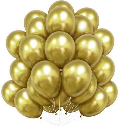 Bealif Metallic Balloons, 30 Pack 10 Inch Thick Chrome Metallic Gold Balloons Helium Shiny Balloon for Birthday Baby Shower Wedding Anniversary Festival Carnival Party Decorations (Gold)